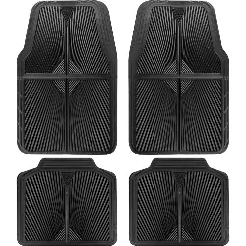 CAR PASS Rubber Car Floor Mats, All Weather Waterproof Car Mats, Universal Trim to Fit for Automotive, SUVs, Trucks, Vehicles, Anti-Slip Easy Clean, Heavy Duty Full Set 4 Piece, Black‼️light dirt and good condition‼️