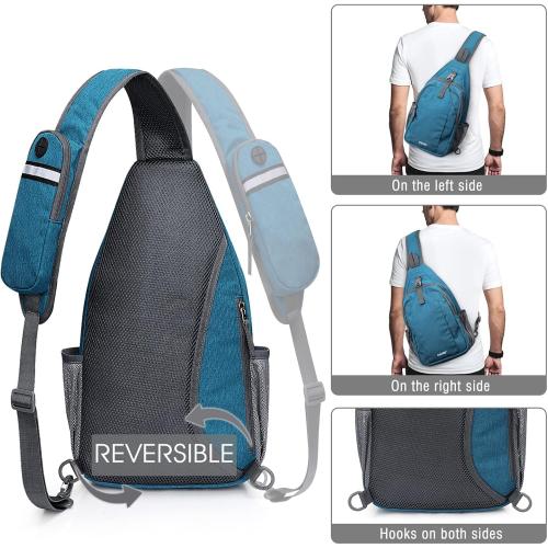 G4Free Sling Bag RFID Blocking Sling Backpack Crossbody Chest Bag Daypack for Hiking Travel(Teal Blue)