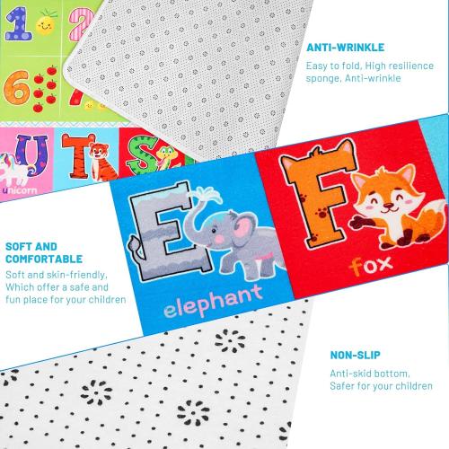 Baby Play Mat Kids Rug for Floor, Playmat for Kids Toddlers Infant, Extra Large Thick Playtime Collection ABC, Numbers, Animals Educational Area Rugs for Playroom (59 x 39.4 Inch)
