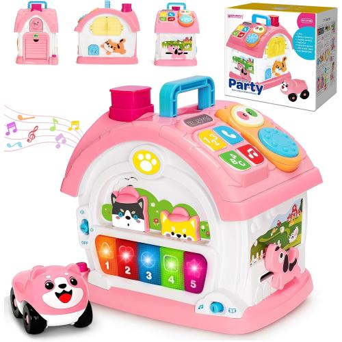 Montessori Toys for 1 Year Old Girls, Christmas First 1st Birthday Gifts for Girls, Musical Learning House Baby Toys for Ages 6 12 18 24 Months, Educational Bilingual Toy for Toddler Kids Age 1 2 3