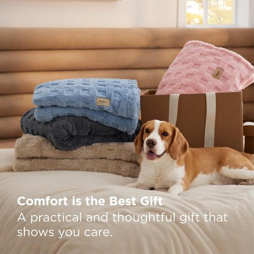 Bedsure Waffle Throw Blanket for Couch - Dark Grey GentleSoft Fluffy Checkered Blanket for Sofa Bed Room Decor, Super Cozy Fleece Throw for Women, Warm Cute All Season Gift, 50x60 Inches