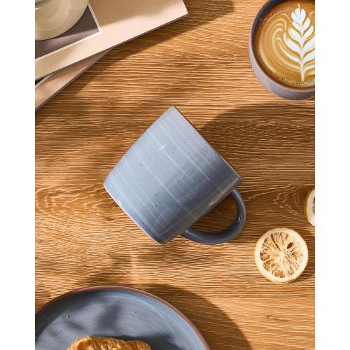 famiware Coffee Mugs Set of 4, Meteor 13 oz Ceramic Mug Cup Set with Handle for Coffee, Tea, Cappuccino, Latte, Milk, Blue Gray