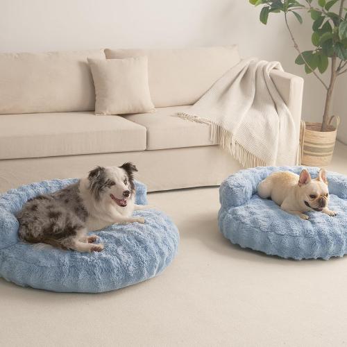 Soft Cat Couch Bed for Indoor Cats, Fluffy Small Dog Bed with Removable Washable Cover, Bolster Pet Sofa, Waterproof and Non-Slip,
