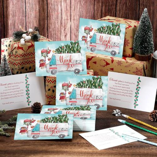 100 Pcs Christmas Mail Carrier Thank You Postcard Letter Carrier Thank You Card 4 x 6 Holiday Christmas Postcard for Postal Greeting Mail Customer Gift (Fresh Style)
