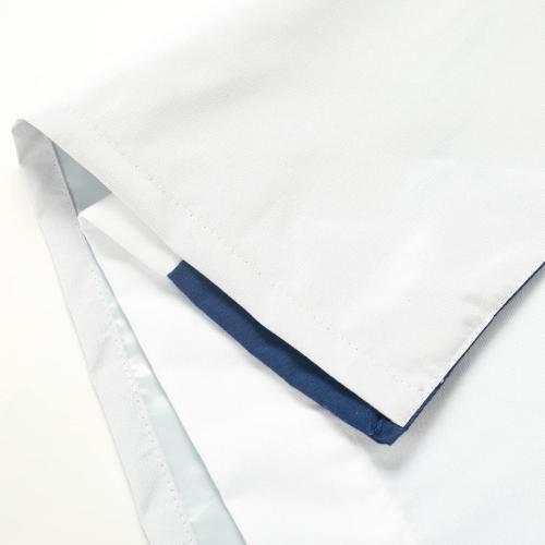 Lush Decor Block Border Grommet Blackout Window Curtain Panel Single 40 W x 84 L White & Navy - Blackout Curtains for Bedroom - White Curtains