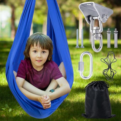 Sensory Swing for Special Needs Kids with 360° Swivel Hanger, Therapy Hammock for Autism, ADHD, Sensory Needs, Indoor Adjustable, Hardware Included