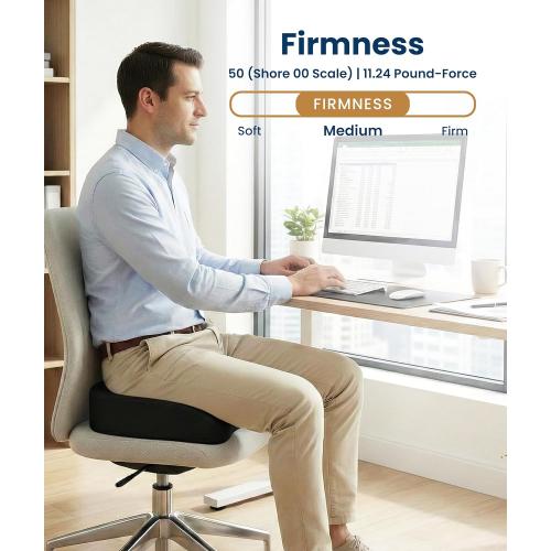 Everlasting Comfort Doctor Recommended Memory Foam Seat Cushion for Office Chairs & Car - Ergonomic Office Desk Accessories - Cushions for Tailbone Pain Relief, Sciatica (Black, X-Large)