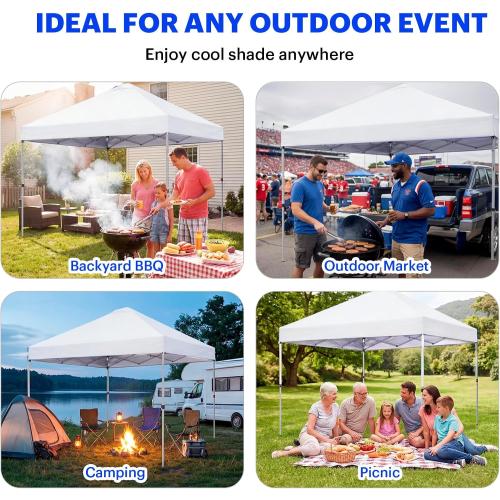 10x10ft Replacement Canopy Top with Air Vent— Instant Canopy Top Cover ONLY,Canopy Tent Top Cover for Straight Leg Canopy Frame - for Outdoor Garden Patio Sun Shade (White)