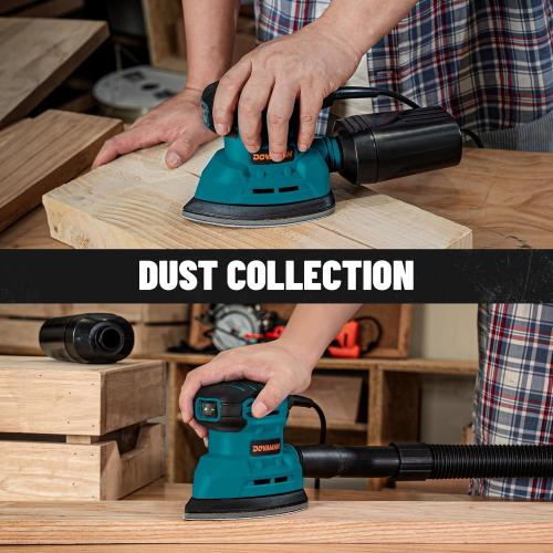 DOVAMAN DLS03A Detail Sander, 130W Palm Sander Tool, Dust Collection System, 12PCS Sandpaper, 12000RPM Compact Hand Sander for Wood Steel Surfaces