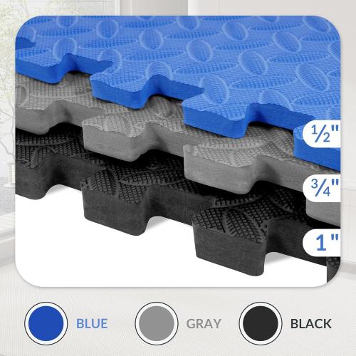 Fitvids Puzzle Exercise Gym Flooring Mat, High-Density EVA Interlocking Tiles Workout Mat for Home Gym, Fitness Equipment, MMA, Gymnastics, Shock-Absorbing Exercise Mat