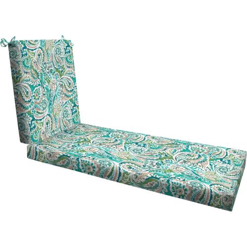Honeycomb Essentials Outdoor Chaise Cushion, 21 x 70, Geneva Paisley Turquoise Patio Chair Cushion