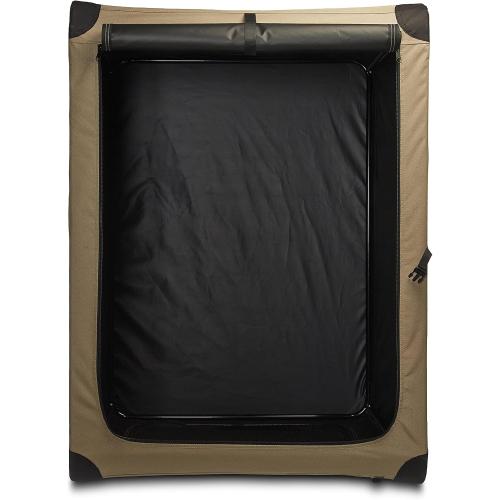 Amazon Basics Dog Crate, Travel Dog Kennel Double Door Collapsible, Lightweight Soft-Sided Folding, Portable Dog Cage, XL 42 x 31 x 31, Tan