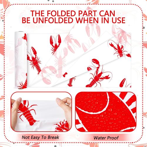 Mepase 100 ft x 54 Inch Crawfish Tablecloth Seafood Boil Party Supplies Summer Lobster Plastic Table Cover Disposable Crawfish Tablecloth Decorations for Kitchen Birthday Centerpiece