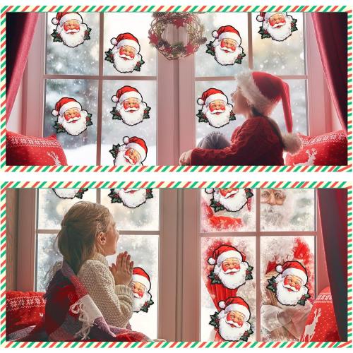 60 Pcs Christmas Santa Claus Face Cutouts Decorations, 3.8 Inch Vintage Claus Paper Cut Outs Accent for Xmas Holiday Party Wall Window Home Decor Bulletin Board Decorations Classroom Crafts