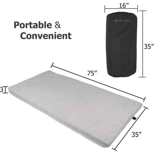 SleepReady Portable Floor Mattress & Guest Bed | 3 CertiPUR-US Memory Foam | Roll out in seconds | Twin, Single, Kid | Guest, Car, Camping, Dorm, Travel Essentials | Waterproof | 1 yr warr