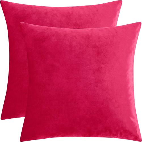 Miullee ...Red Velvet Decorative Throw Pillow Covers for Sofa Bed 2 Pack Soft Cushion Cover