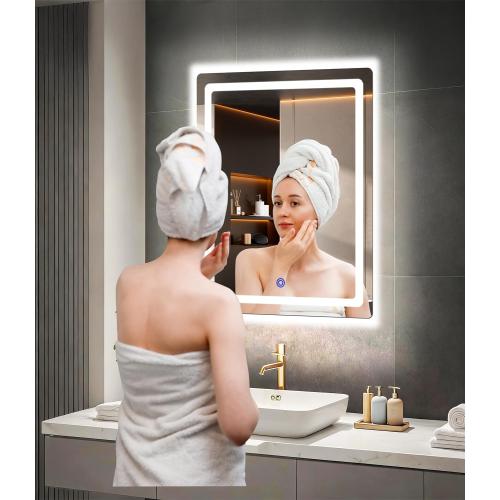 18“ x 24” LED Bathroom Smart Mirror, Rectangle Mirror with Three Color Light Temperature Brightness Settings,Backlit   Front Lit,Wall-Mounted Vanity Mirror with Memory Function