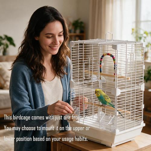 Basic Bird Cage, 24.8inch Parrot Cage (24.8 x 14.6 x 11),Bird Cage with Ladder, Horizontal Bar, 2 Feeders, and Swing