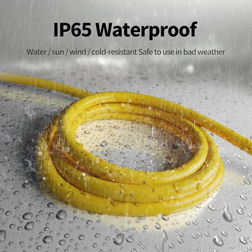 POWGRN 50 ft 12/3 Outdoor Extension Cord Waterproof Heavy Duty with Lighted Indicator End 12 Gauge 3 Prong, Flexible Cold-Resistant Long Power Cord Outside, 15Amp 1875W SJTW Yellow ETL Listed