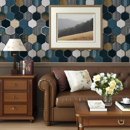Elegant Geometric Tile Wallpaper Peel and Stick Removable 17.7 x 118.11 Multi-Texture Quatrefoil Pattern Wall Paper Self Adhesive for Classroom Bedroom Laundry Room Bathroom