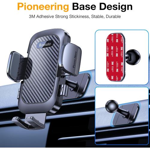 Romuto Car Phone Holder Mount【2025 Ultimate Suction】 Phone Mount for Car Cell Phone Holders for Your Car Accessories for Women Men Dashboard/Windshield/Vent/Wall Mounts Truck Stand for iPhone Samsung