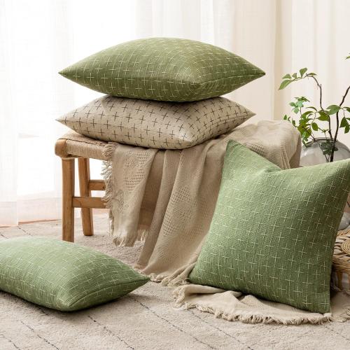 Size 20x20 Color Green MIULEE Pack of 2 Decorative Burlap Linen Throw Pillow Covers Farmhouse Pillowcases Modern Rustic Woven Textured Cushion Cover for Sofa Couch Bed 20x20 Inch Sage Green