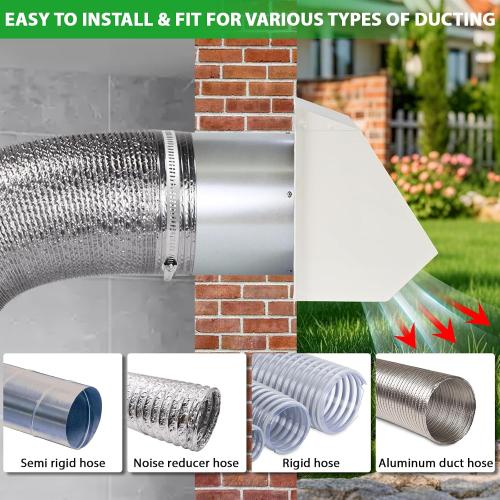 6 Inch Hooded Wall Vent with Screen and Damper,6 Vent Hood Wall Exhaust Vent Cover,Dryer Vent Cover Outside,6Vent Cover Exterior Wall Vent Cap for Range Hood Kitchen Air Ventilation,Galvanized Steel