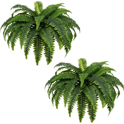 2pack 33 Inch Fake Ferns - Set of 2 Artificial Fern,35 Leaves for Each Bouquet - Indoor/Outdoor Faux Boston Fake Fern Bush Plant for Home, Office, Garden Decoration.33Inch…
