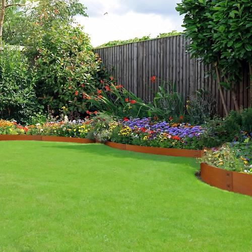 Cor-Ten Steel Landscape Lawn Edging, 40 L x 5 H,6 Pack Steel Edging for Landscaping,Metal Landscape Edging, Metal Edging for Landscaping(180 Degree Bend, Rusted)