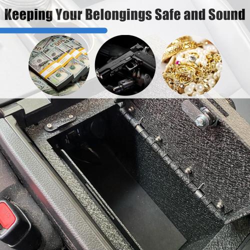 Center Console Gun Safe - Console Gun Vault Compatible with GMC Hummer EV 2024-2026, High Security Armrest Lock Box with Fingerprint Lock with Key