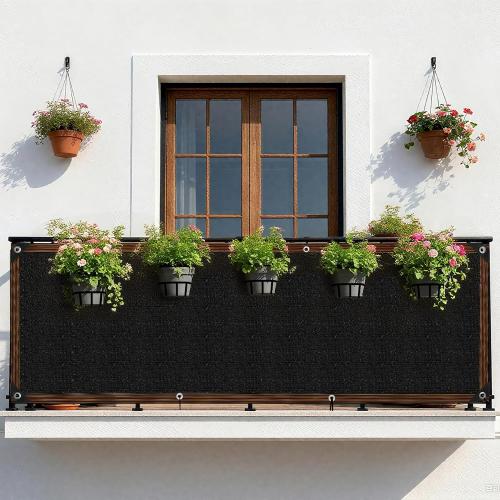 Fence Privacy Screen - RAINFLOW 3'X10' Black Privacy Fence Screen Outdoor Shade Balcony Decor Plastic Mesh Fence Panels Cover Porch Screen Balcony Covers for Apartments,Deck,Backyard,Pool Wall