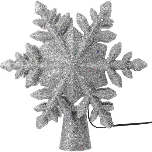 Christmas Tree Topper Lighted With 6 Projection Modes: Built-in 360° Led Rotating Projector Snowflake Tree Topper 3d Christmas Tree Decor Christmas Projector For Xmas Holiday Christmas Tree Decoration