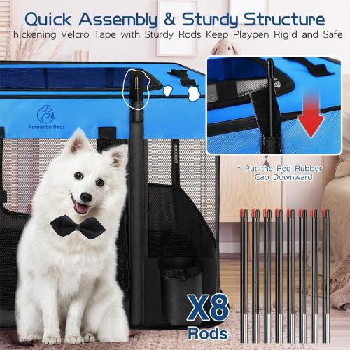 44x34x24 Inches Dog Playpen,Pet Playpen,Foldable Puppy Cat Playpen,Portable Exercise Kennel Tent Crate,Water-Resistant Breathable Shade Cover,Indoor Outdoor Travel Camping Use for Small Animals(L)