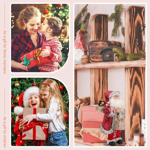 18 Inch Animated Plush Santa Figurine with Music and Movement, Collectible Red Sequin Coat Christmas Decoration, Singing Dancing Santa Claus Holiday Centerpiece Gift for Home or Store