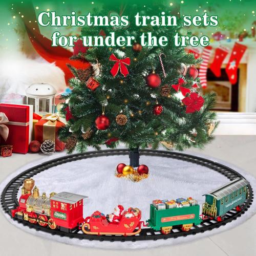 BainGesk Train Set, Christmas Train Set with Steam, Light and Sounds, Train Sets for Under Christmas Tree, Electric Train Toys for 3 4 5 6 7 8 Year Old Kids, Ideas Boys & Girls Christmas Gifts