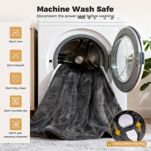 Heated Wearable Blanket with Sleeves & Foot Pocket – Electric Sherpa Blanket 50 * 70, 8 Heat Levels & 6 Timer Settings (1–12 Hours), Cozy Flannel Heated Throw Blanket for Home, Sofa & Bed Use,Grey