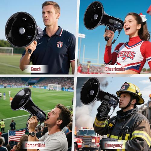Black MyMealivos 50W Bluetooth Megaphone with Rechargeable Battery-Professional Bullhorn with Siren&240s Recording Supports USB/SD/3.5mm Aux-1600ft Range for Sports Police Emergency Outdoor Activities