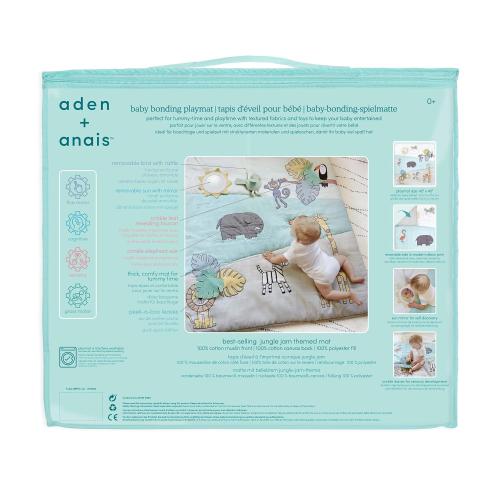 aden   anais Baby Bonding Playmat – Reversible 45” x 45” Cotton Muslin Infant Mat – Foldable Play & Tummy Time Cushion – Sensory Development Toys – Machine Washable - Non Toxic, PVC Free