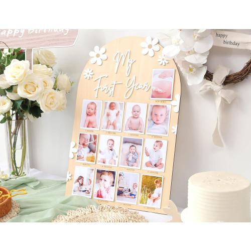 WAWUO 1st First Year Photo Board, 12 Month Picture Milestones Board, My First Year Board, Daisy Birthday Decorations
