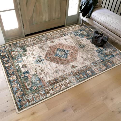 Collive Indoor Door Mat Retro Floor Mat, Non Slip Washable Doormat Large Size Quickly Absorb Welcome Mats Low-Pile Front Door Rug Inside Entryway Carpet for Entrance - 36 x 59