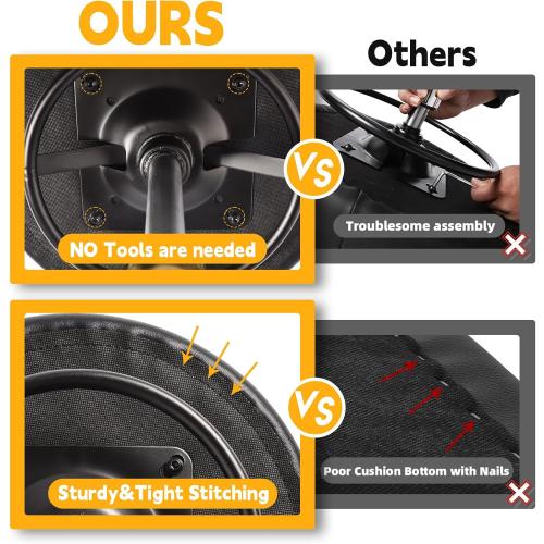 Rolling Stool Heavy Duty 450lbs - Reinforced with Golden Alloy Steel, Super Soft Thick Cushion, 360° Swivel, Smooth Rolling NO Noises, Adjustable Stool with Wheels for Massage Tattoo Spa, (Black)