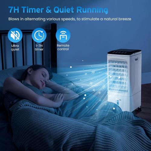 Portable Air Conditioners, Portable AC Unit, Evaporative Air Cooler w/1.6 Gal Water Tank, 3 Speeds, 60°Oscillation, Windowless Air Conditioner w/7.5H Timer, Swamp Cooler for Room Home Office