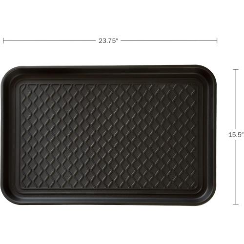 All-Weather Indoor/Outdoor Mat for Boots - Weather-Resistant Hard Plastic Shoe and Boot Tray with Raised Edge by Stalwart (Black, MEDIUM)