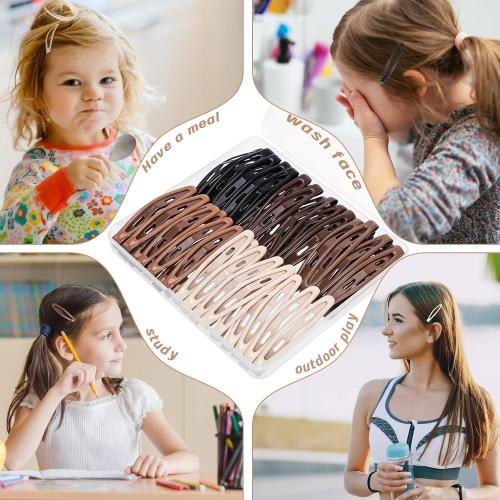 obeoby 40 Pcs 5 Colors Metal Snap Hair Clips, 2.36 Inch Hair Barrettes Accessories for Women Girls Holiday Birthday Gifts