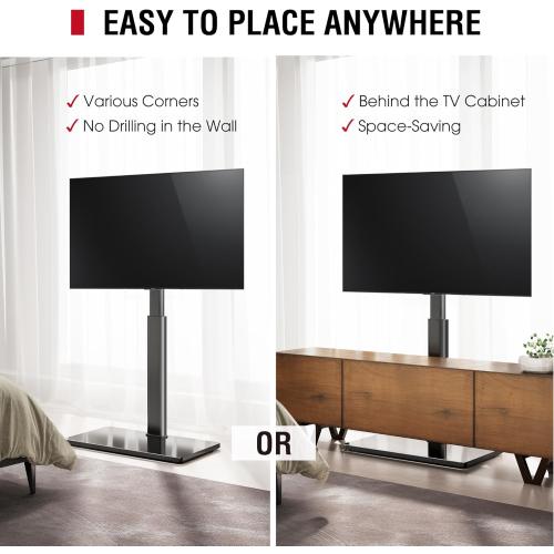 Size 32-65 Inches Color Black Swivel TV Floor Stand for 32-65 Inches TVs, 8 Level Height Adjustable Corner Small TV Stand Mount for Living Room/Bedroom, Holds up to 88 lbs,MAX VESA 400x400mm,Black