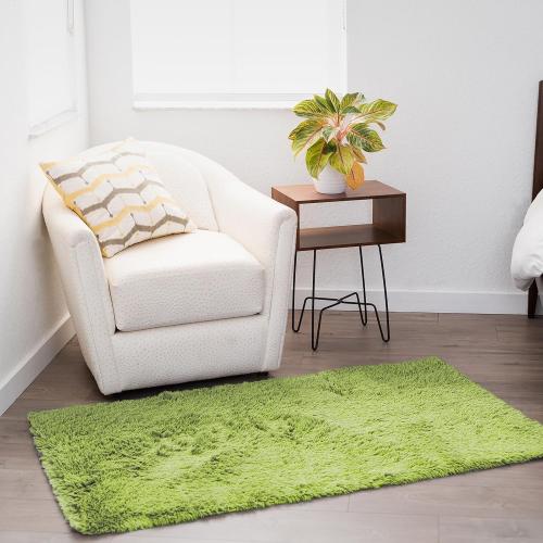 Ophanie Green Grass Area Rugs for Bedroom, 3x5 Shag Fluffy Carpet, Fuzzy Furry Plush Soft Cute Kids Baby Girls Shaggy Bedside Floor Rug for Teen Nursery Decor Aesthetic with Over 99 pcs Pile fibers
