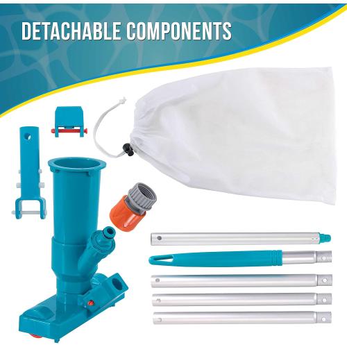 U.S. Pool Supply Above Ground Pool Vacuum Cleaner, Manual Pool Vacuum Cleaner, Spa Cleaner for Hot Tub, Ponds - 5 Section 4ft Pole, Mesh Leaf Bag, Telescopic Pole Attachment - Attaches to Garden Hose