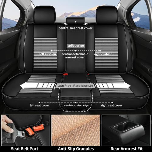 Seat Covers Fit for Ford Maverick 2022-2024 2025: Breathable Leather Waterproof Seat Covers Front&Back (5 Seat Full Set,Black & Grey)