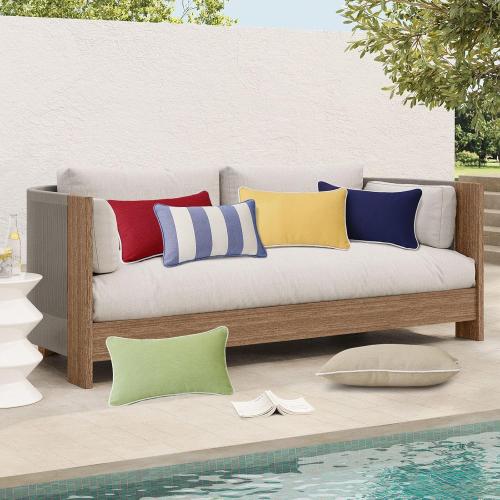 Decorative Outdoor Water Repellent Throw Pillows with Inserts, Set of 4, 20 x12 Pillows for Patio, Backyard, Bed, Couch, and Patio Furniture, Red