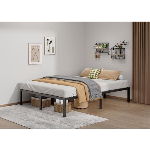 Metal Bed Frame King Size - 14 Inch Heavy-Duty King Platform Bed Frame No Box Spring Needed, Easy Assembly, Noise-Free, Sturdy Mattress Foundation, Underbed Storage Space